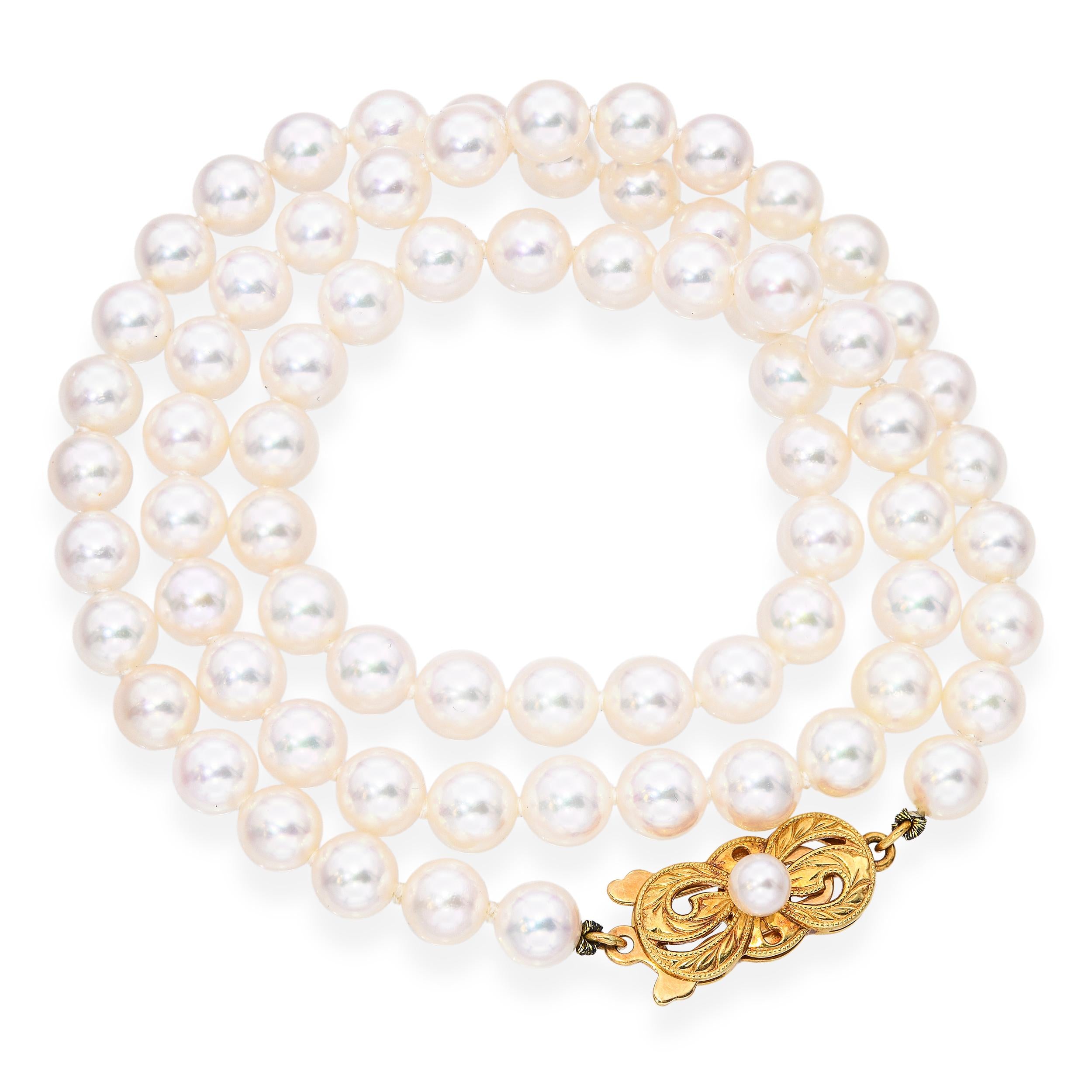 Mikimoto 18k Yellow Gold Pearl Strand Necklace