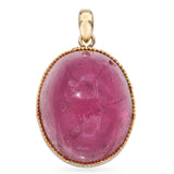 Vintage Yellow Gold 36ct Pink Tourmaline Cabochon Pendant