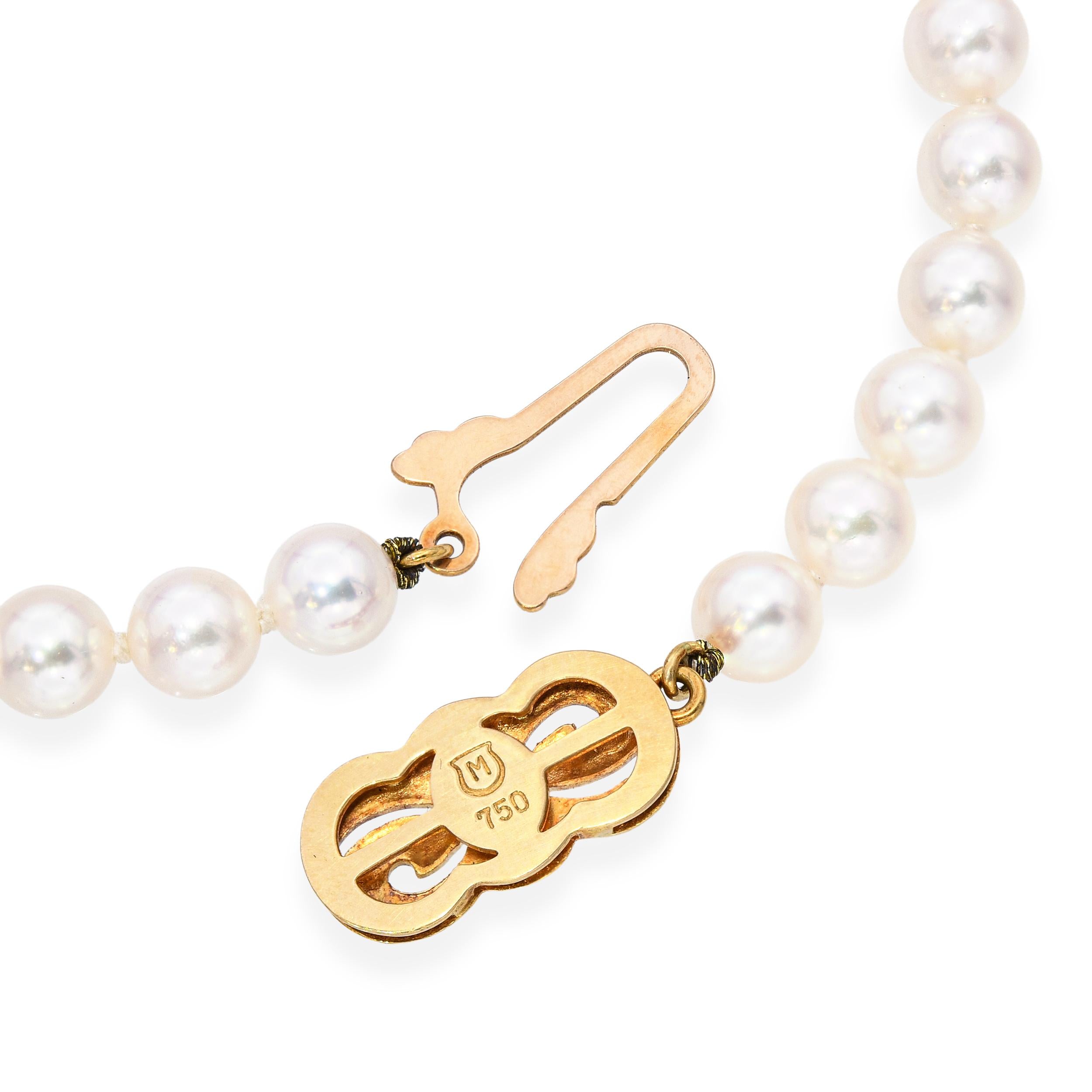 Mikimoto 18k Yellow Gold Pearl Strand Necklace