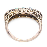 Antique 8k Yellow Gold 0.36tcw Old Mine Cut Diamond and Opal Filigree Ring