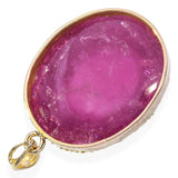 Vintage Yellow Gold 36ct Pink Tourmaline Cabochon Pendant