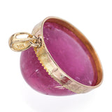 Vintage Yellow Gold 36ct Pink Tourmaline Cabochon Pendant