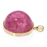 Vintage Yellow Gold 36ct Pink Tourmaline Cabochon Pendant