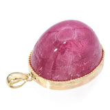 Vintage Yellow Gold 36ct Pink Tourmaline Cabochon Pendant