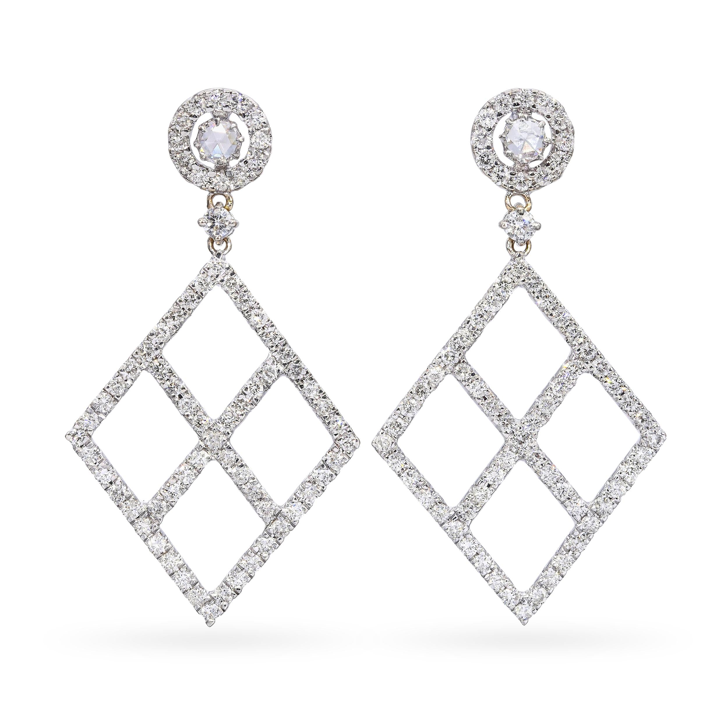 14k White Gold Diamond 1.20tcw Diamond Earrings