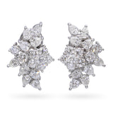 Platinum 6.14tcw Round and Pear Diamond Cluster Earrings
