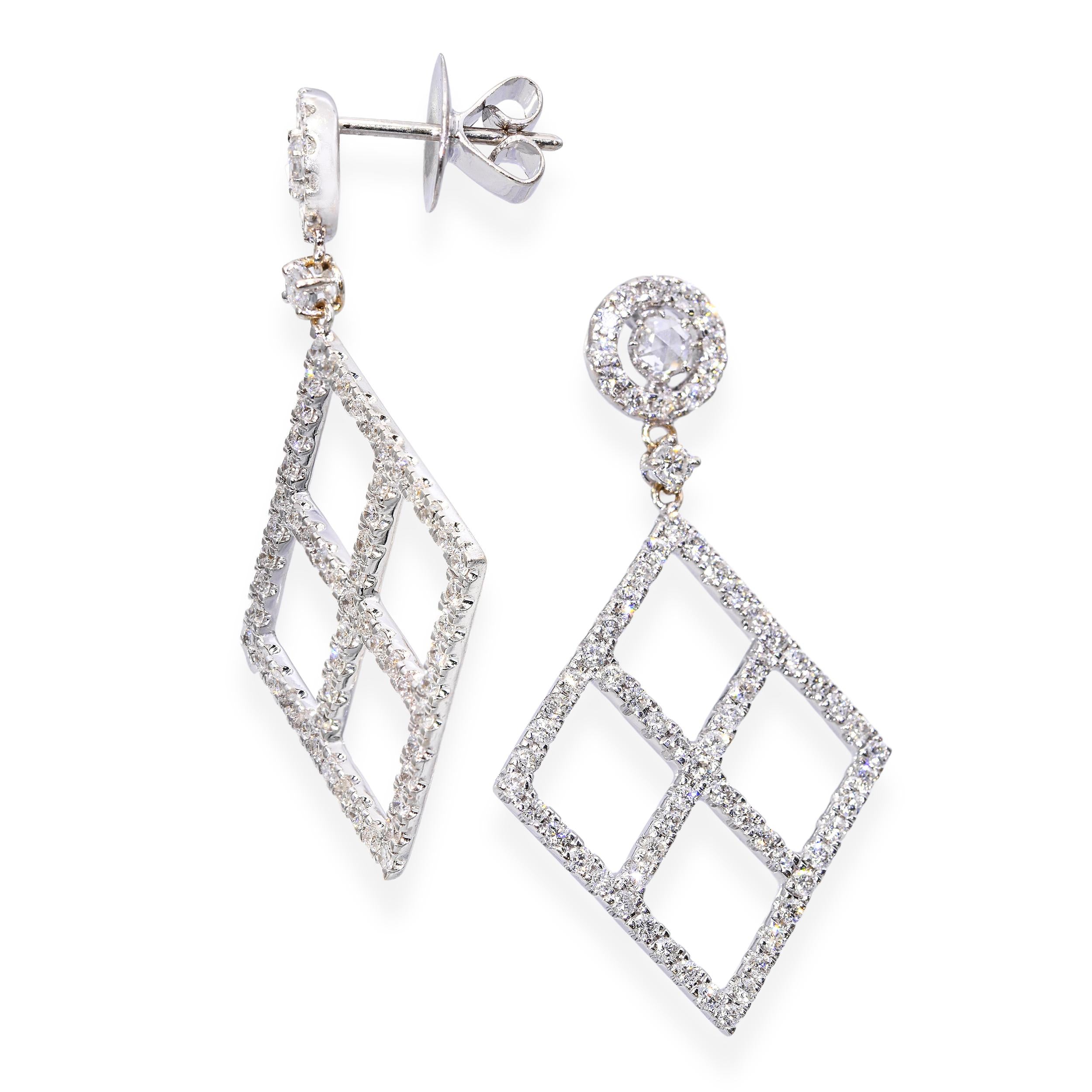14k White Gold Diamond 1.20tcw Diamond Earrings