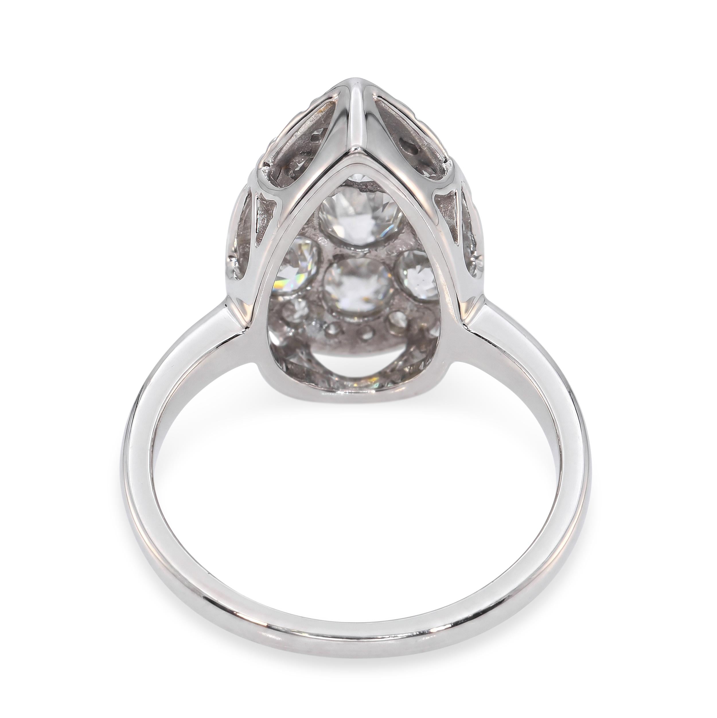 Vintage 14k White Gold 1.1tcw Old Mine Diamond Pave Ring