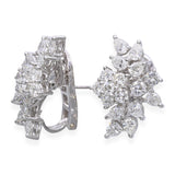 Platinum 6.14tcw Round and Pear Diamond Cluster Earrings