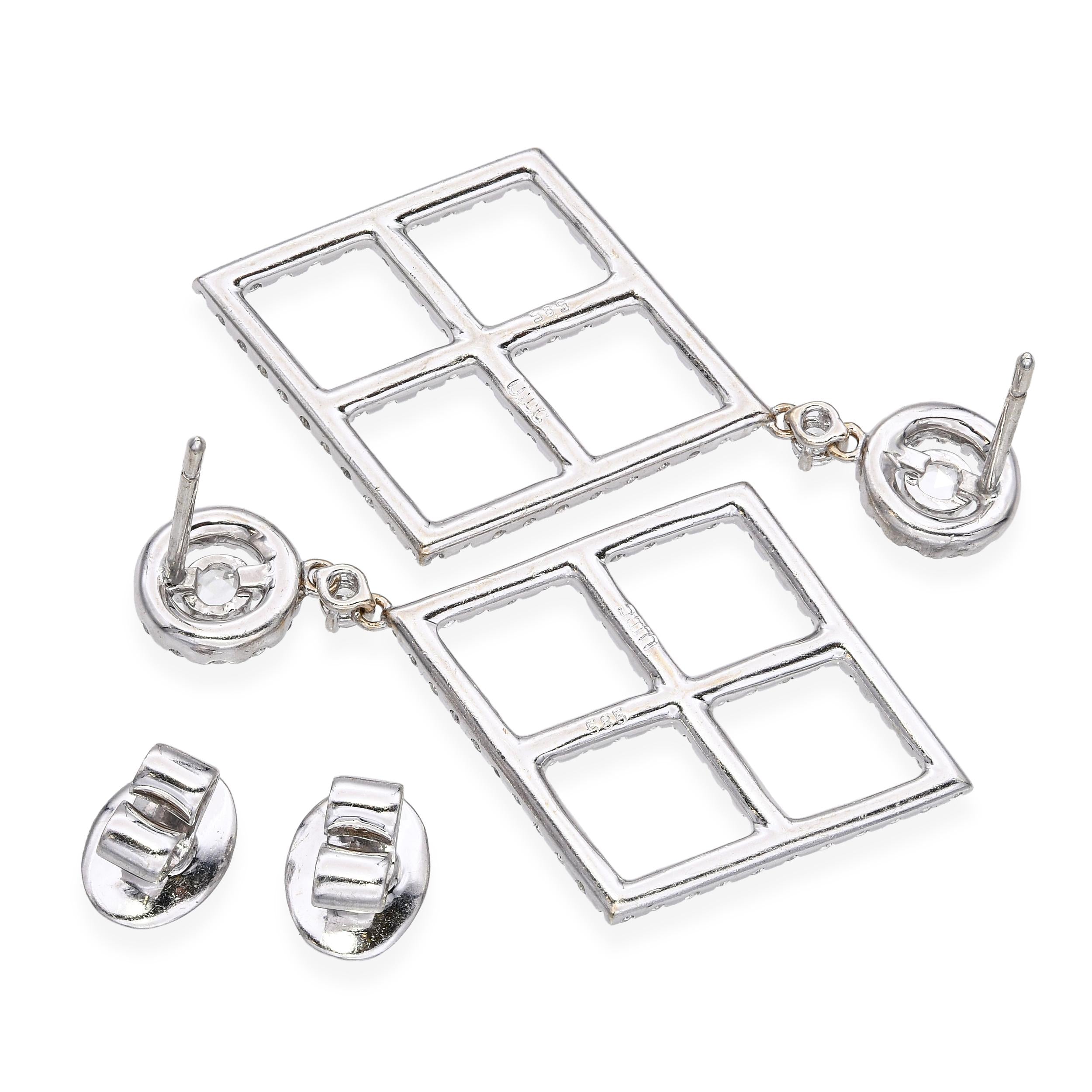 14k White Gold Diamond 1.20tcw Diamond Earrings