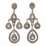 Vintage 6.16ctw 9k Rose Gold Sterling Rose Cut Diamond Drop Earrings