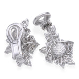 Platinum 6.14tcw Round and Pear Diamond Cluster Earrings