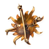 Antique 14k Gold 0.20ct Old Mine Cut Diamond Pearl Sunburst Brooch Pendant