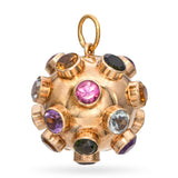 Vintage 18k Yellow Gold Multi Gemstone Sputnik Charm Pendant