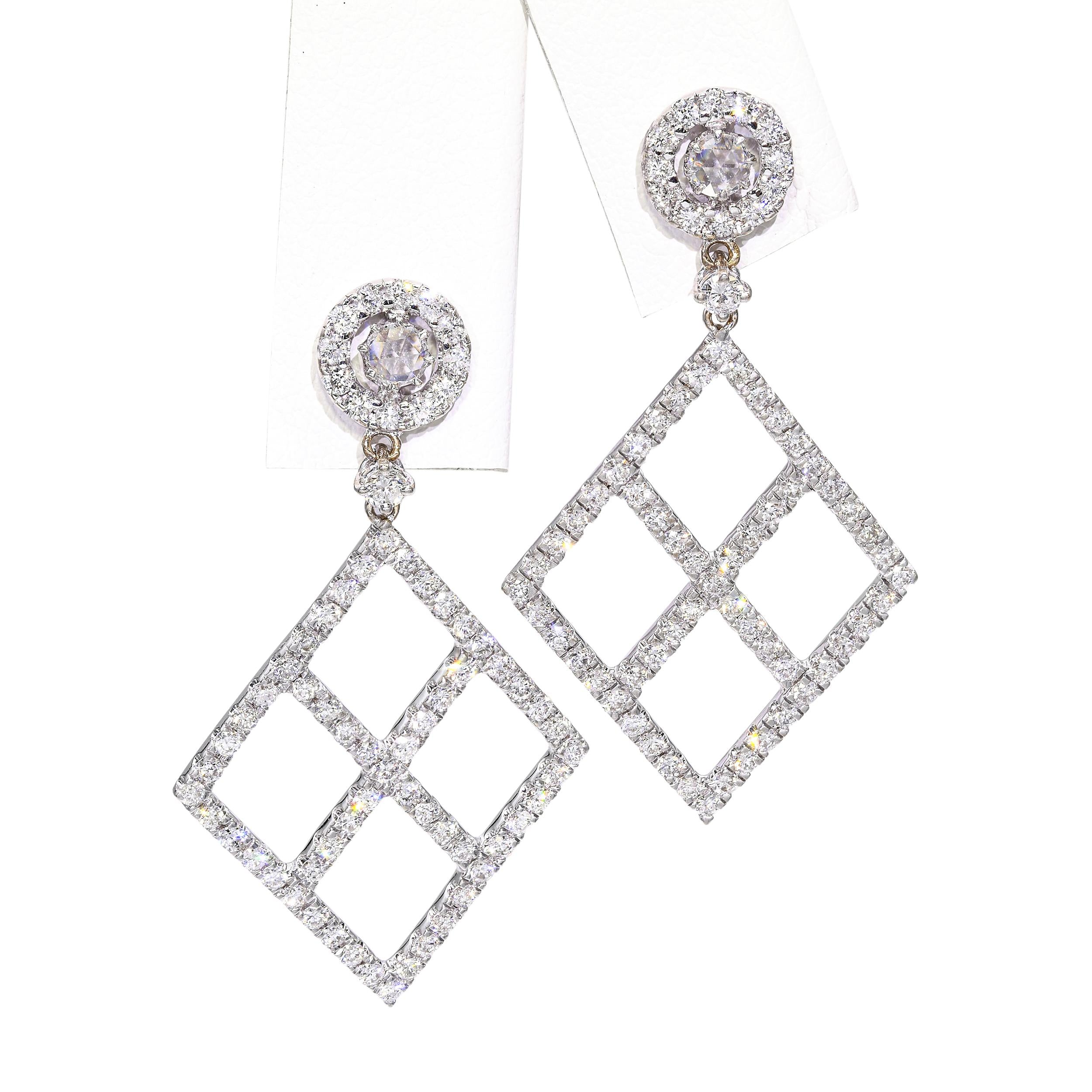 14k White Gold Diamond 1.20tcw Diamond Earrings