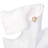 Vintage 13k Yellow Gold Opal & Diamond Earrings