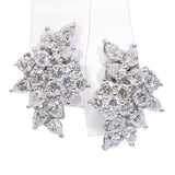 Platinum 6.14tcw Round and Pear Diamond Cluster Earrings