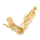 Erte 14k Yellow Gold Sultry Woman with Cheeta Diamond and Ruby Brooch Pin