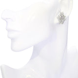 Platinum 6.14tcw Round and Pear Diamond Cluster Earrings