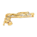 Erte 14k Yellow Gold Sultry Woman with Cheeta Diamond and Ruby Brooch Pin