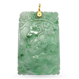 Vintage 18k Yellow Gold Carved Jade Tablet Pendant