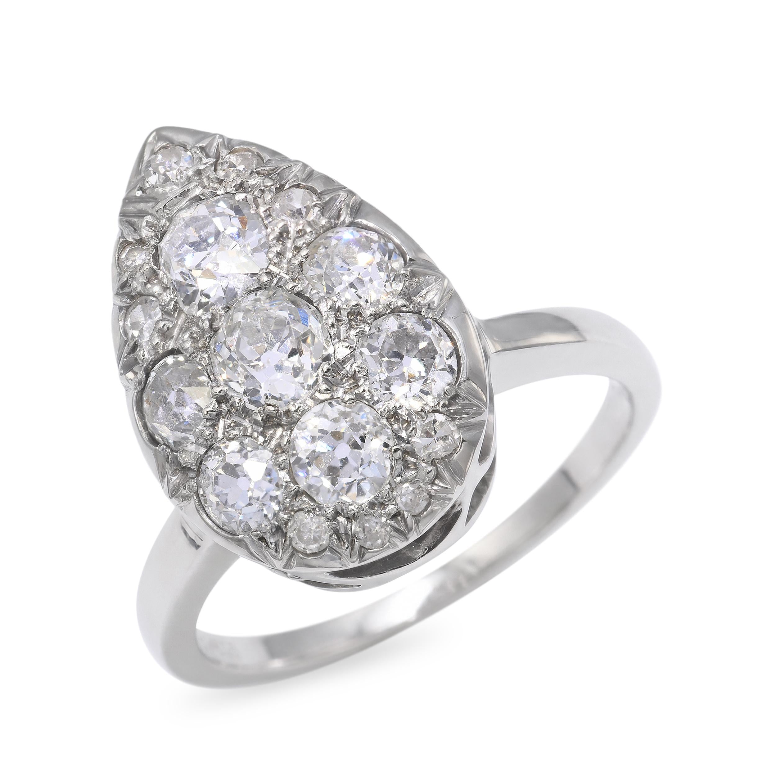 Vintage 14k White Gold 1.1tcw Old Mine Diamond Pave Ring