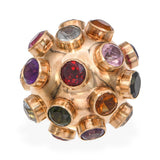 Vintage 18k Yellow Gold Multi Gemstone Sputnik Charm Pendant