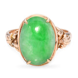 Vintage 14k Yellow Gold Green Jadeite Jade Ring