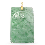 Vintage 18k Yellow Gold Carved Jade Tablet Pendant