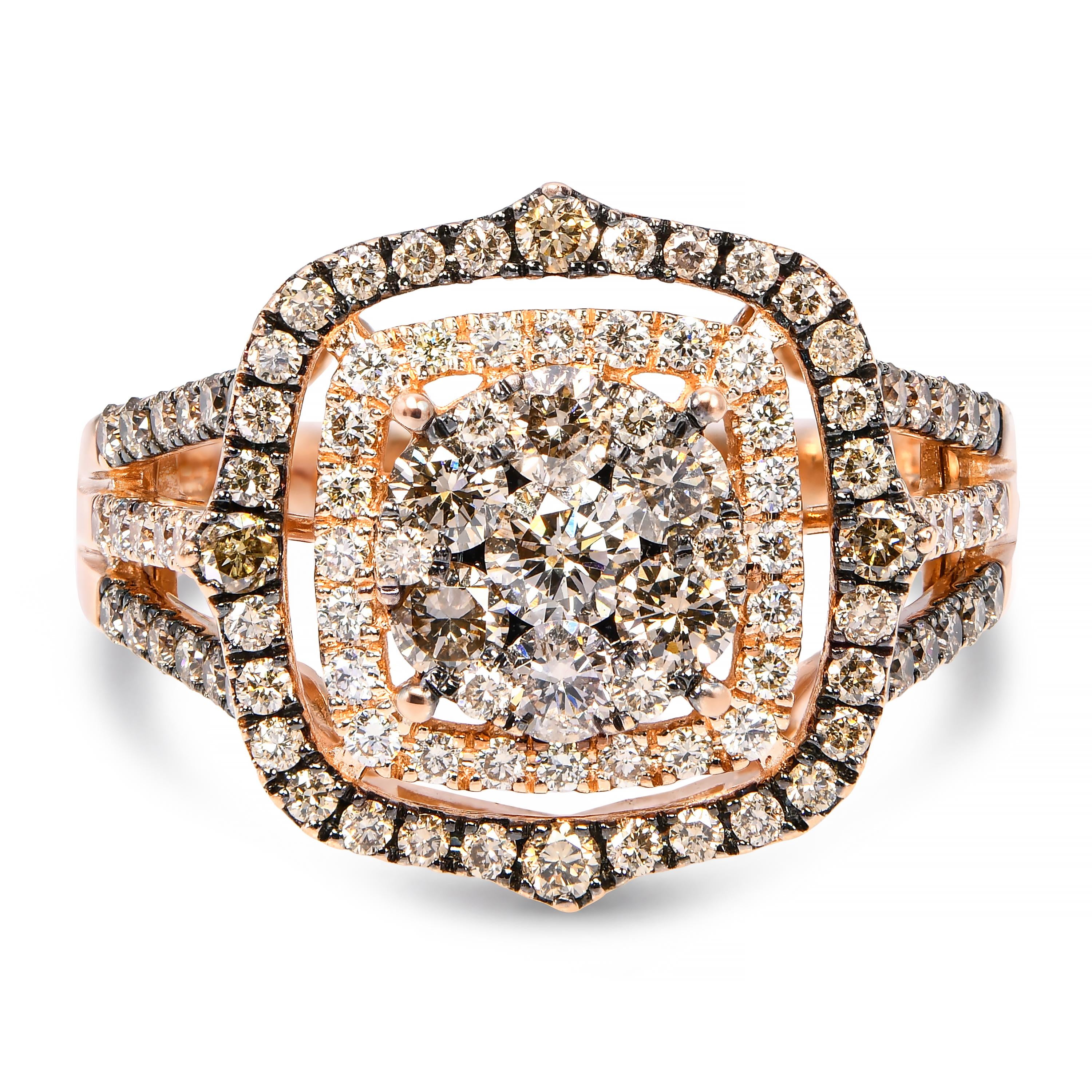Le Vian 14k Rose Gold 1.34ctw Chocolate Diamond Cluster Ring