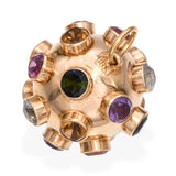 Vintage 18k Yellow Gold Multi Gemstone Sputnik Charm Pendant
