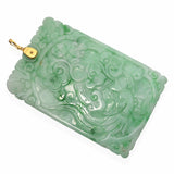 Vintage 18k Yellow Gold Carved Jade Tablet Pendant