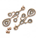 Vintage 6.16ctw 9k Rose Gold Sterling Rose Cut Diamond Drop Earrings