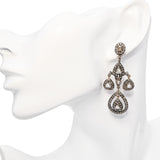 Vintage 6.16ctw 9k Rose Gold Sterling Rose Cut Diamond Drop Earrings