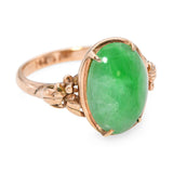 Vintage Yellow Gold Green Jadeite Jade Ring