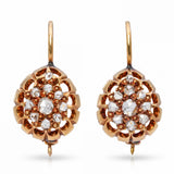 Antique Victorian 17k Yellow Gold .46ctw Rose Cut Diamond Earrings