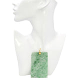 Vintage 18k Yellow Gold Carved Jade Tablet Pendant