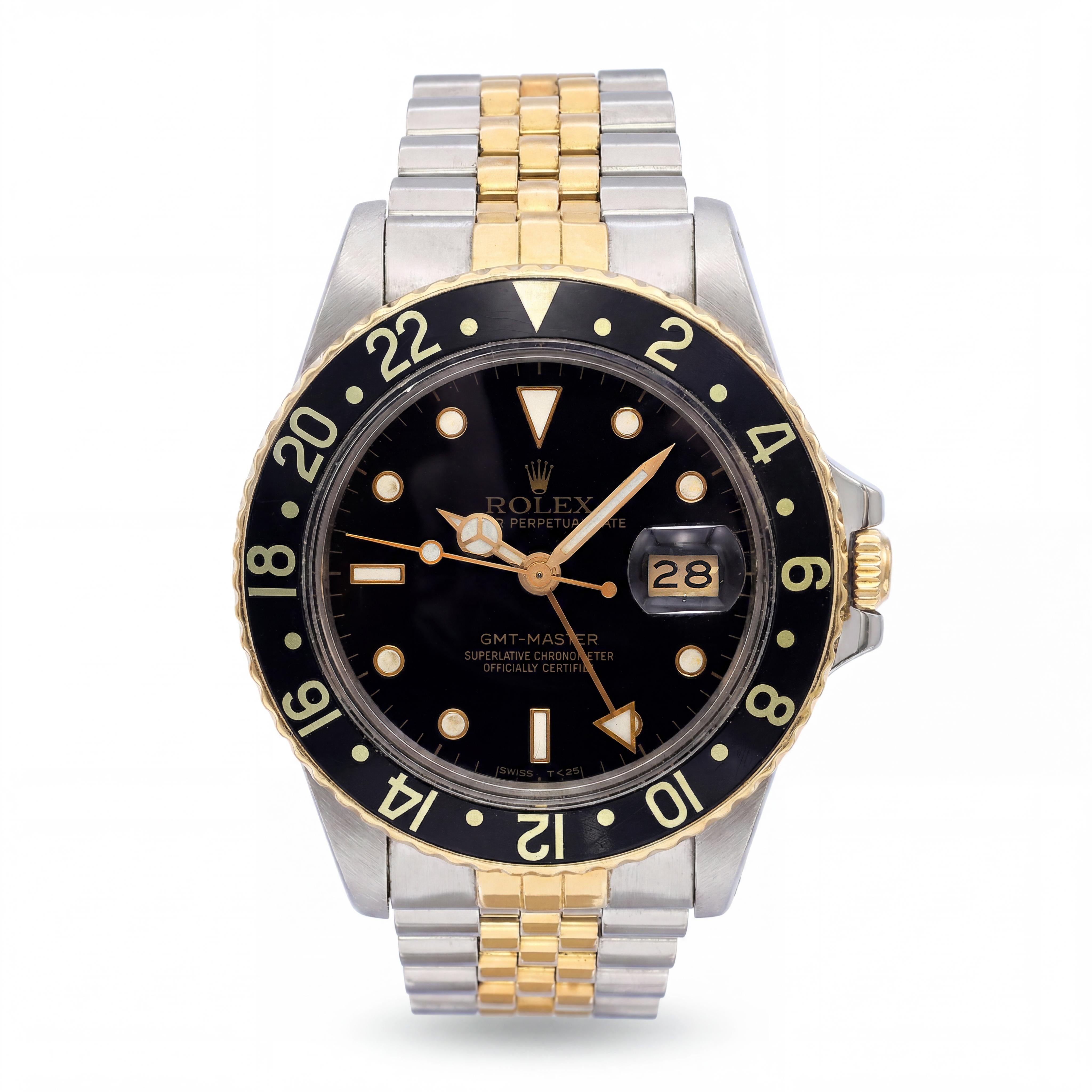 Vintage 1985 Rolex GMT-Master Two Tone Automatic Watch Ref 16753