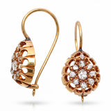 Antique Victorian 17k Yellow Gold .46ctw Rose Cut Diamond Earrings