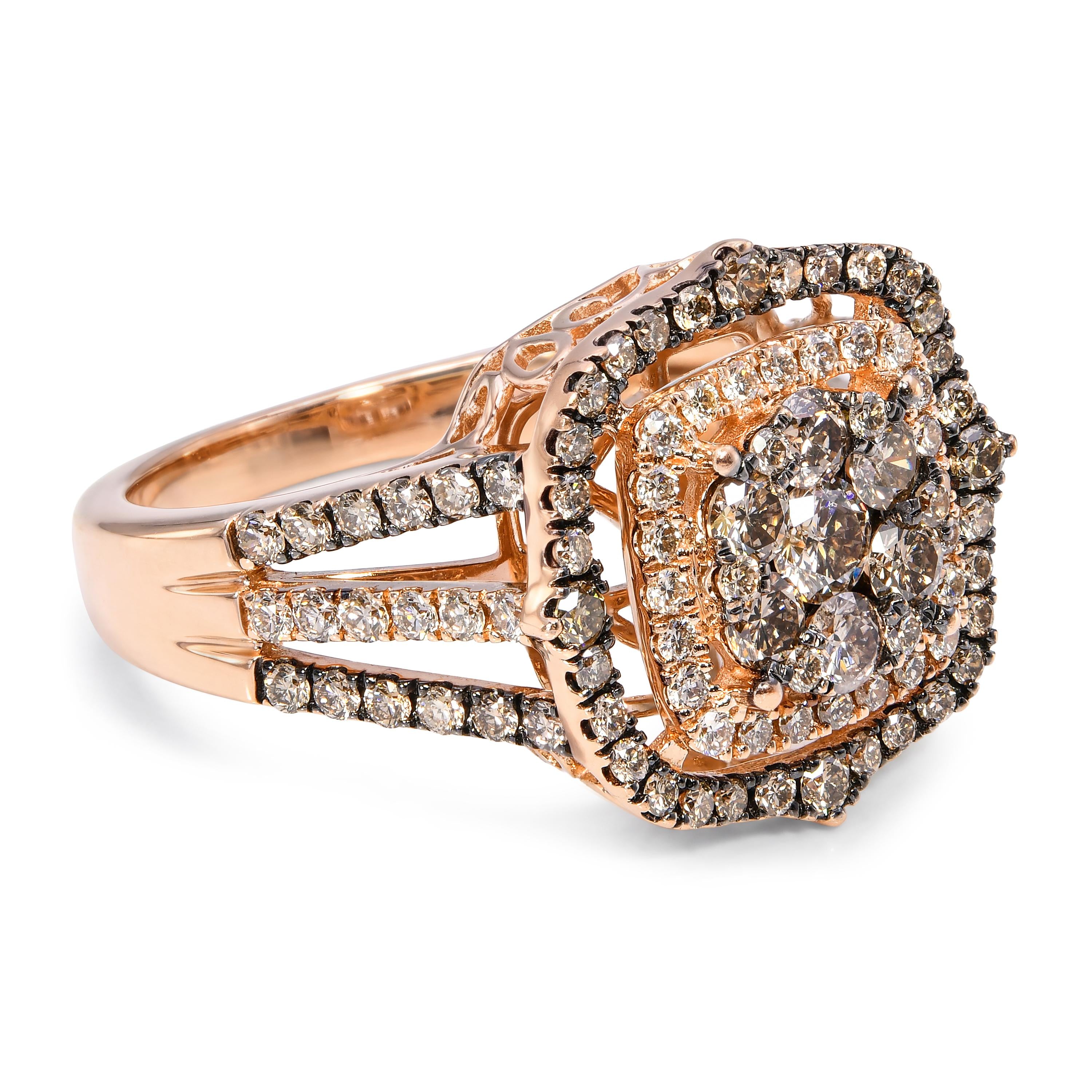 Le Vian 14k Rose Gold 1.34ctw Chocolate Diamond Cluster Ring