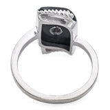 Vintage 10k White Gold Black Onyx and Diamond Ring
