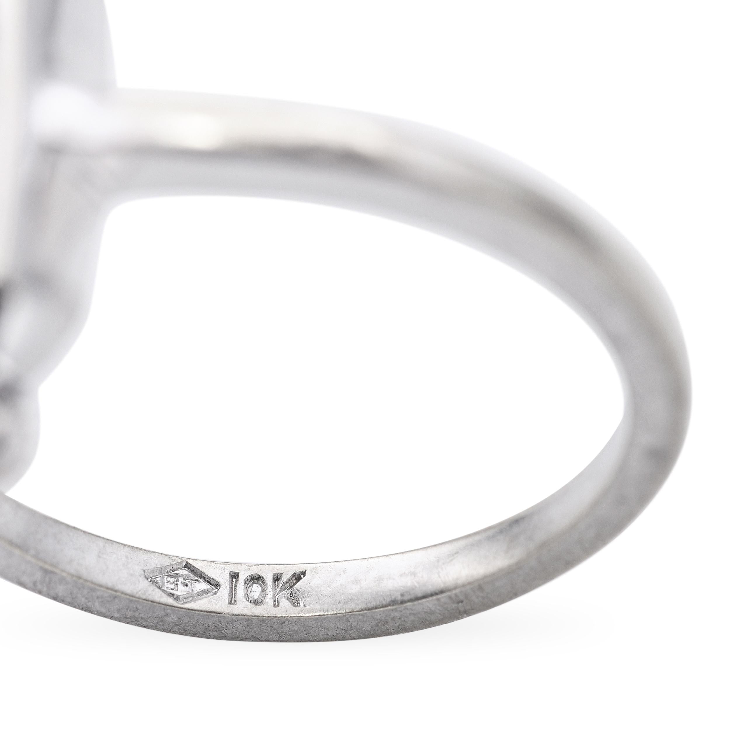 Vintage 10k White Gold Black Onyx and Diamond Ring