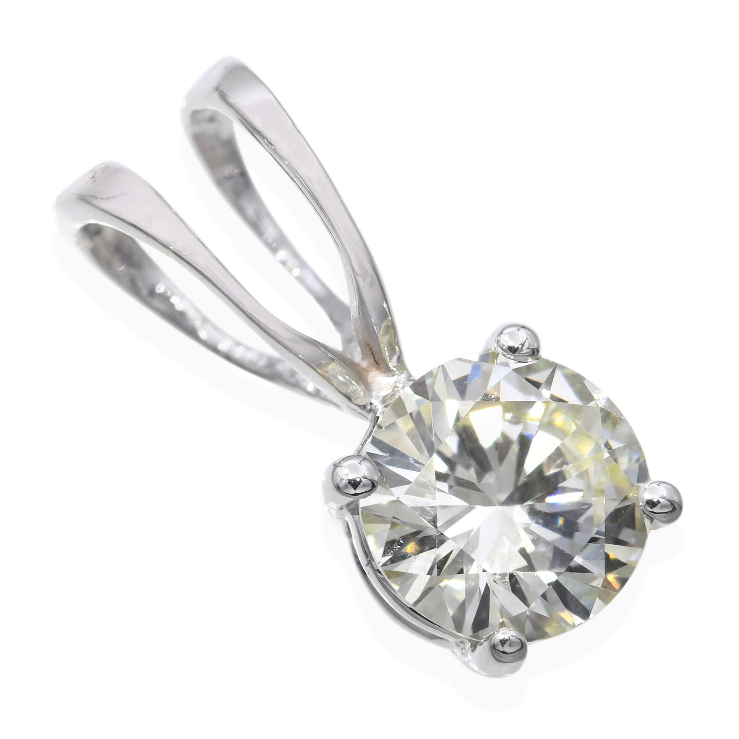 Vintage 14k White Gold GIA 1.06ct N Vs2 Diamond Pendant