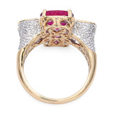 14k Yellow Gold 3.03ct Rubellite Tourmaline Diamond & Pink Sapphire Ring