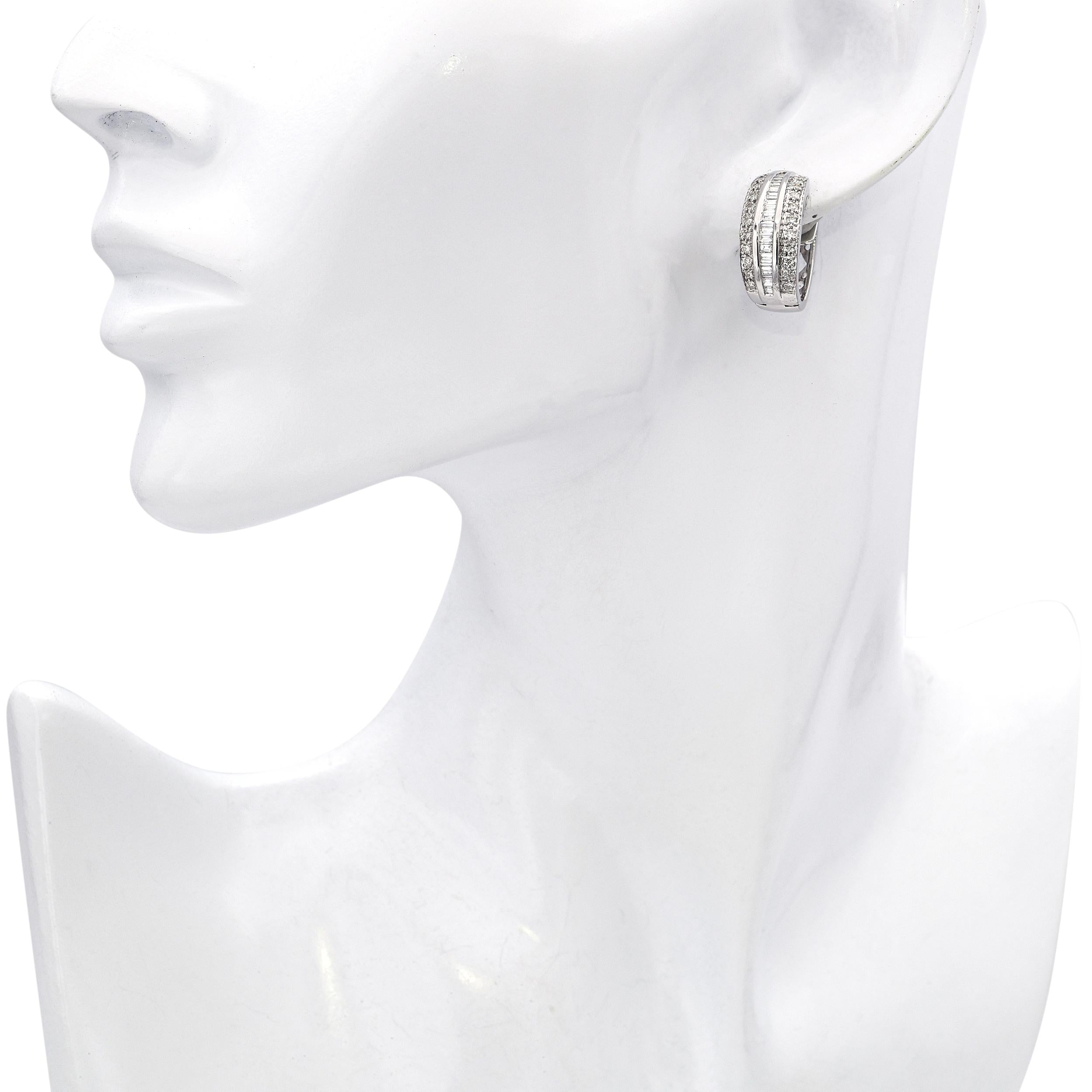 18k White Gold 1.01tcw Diamond Hoop Earrings