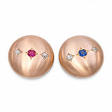 Antique Yellow Gold Ruby Sapphire and Old Mine Cut Diamond Cufflinks
