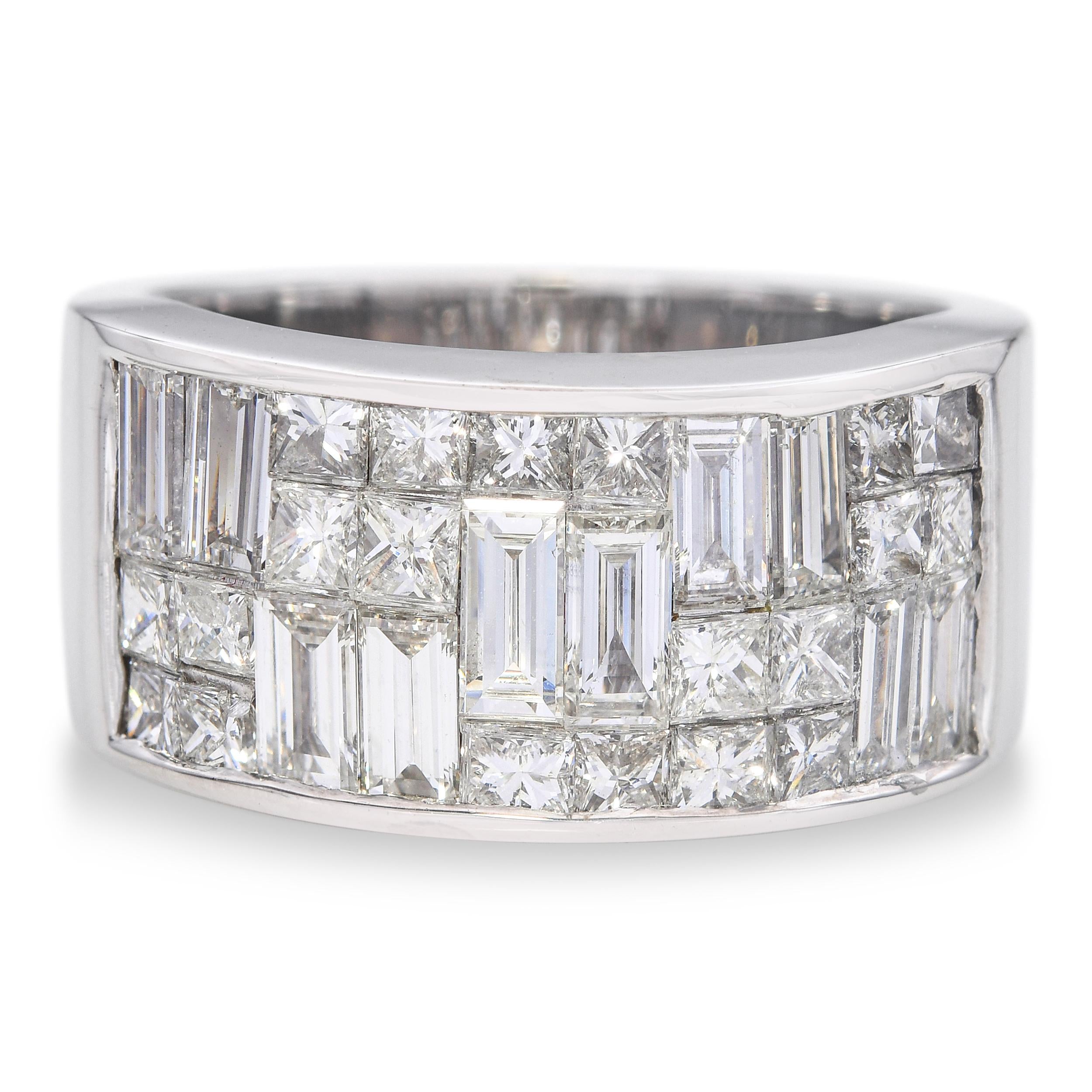 Vintage 18k White Gold Diamond 2.80tcw Diamond Geometric Band Ring