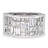 Vintage 18k White Gold Diamond 2.80tcw Diamond Geometric Band Ring