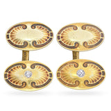 Antique Art Nuevo 14k Yellow Gold Diamond Motif Cufflinks