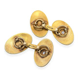 Antique Art Nuevo 14k Yellow Gold Diamond Motif Cufflinks